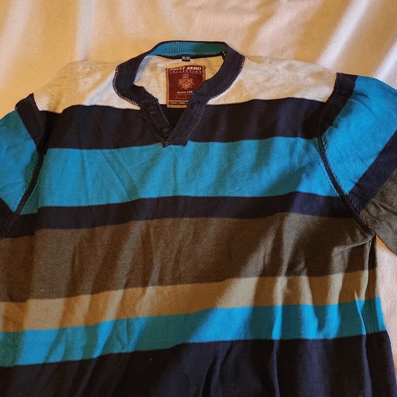 Point Zero striped semi-fit warm long sleeve shirt - Picture 1 of 7